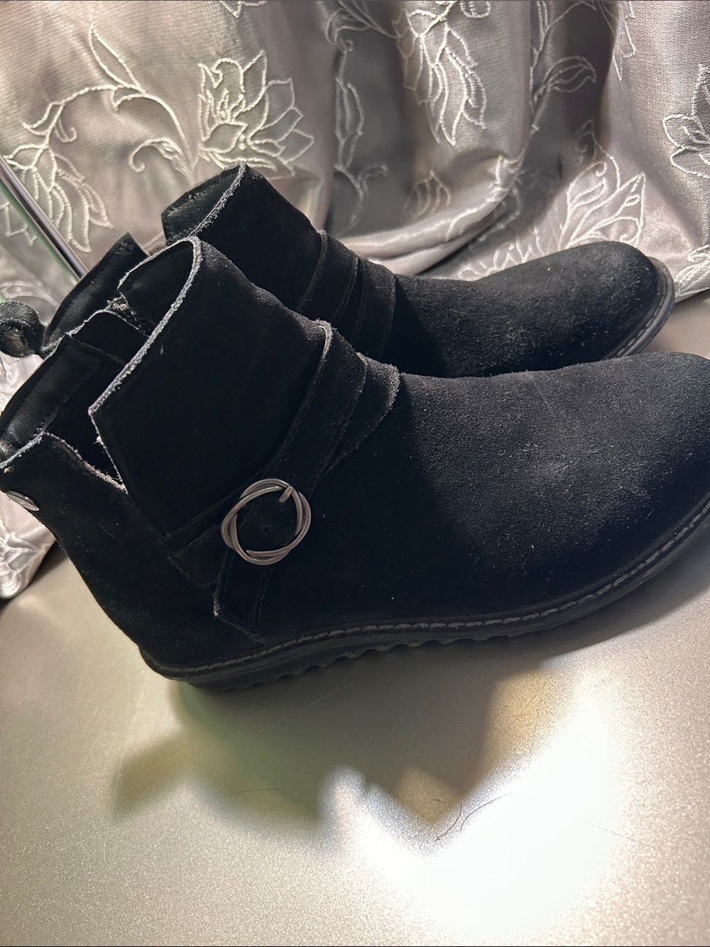 Skechers Women's Black Suede Ankle Booties with Decorative Ring - Picture 9 of 9